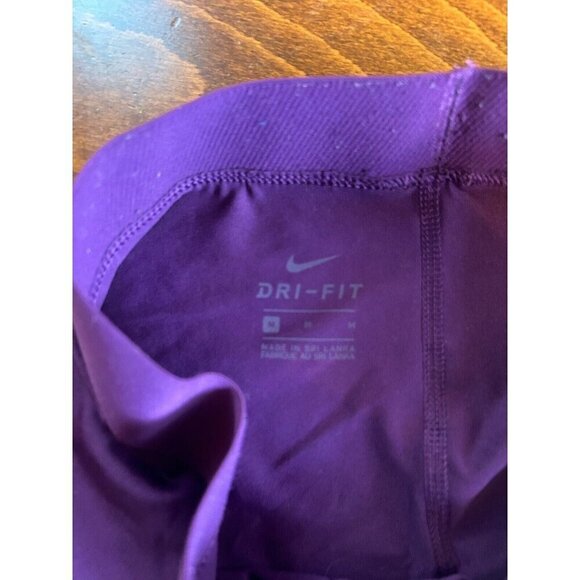 Nike Pro Leggings Womens M Purple Linear Rain Print Reflective Crop Stretch - Picture 4 of 6